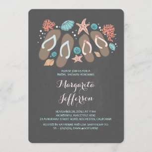 invitation douche nuptiale de plage avec tongs en
