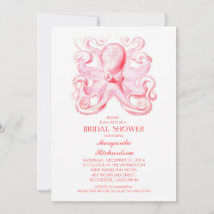 Invitation douche nuptiale de plage de poulpe rose