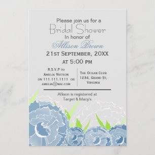 Invitation douche nuptiale de ressort floral bleu