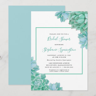 Invitation Douche nuptiale de Succulents verts à la mode