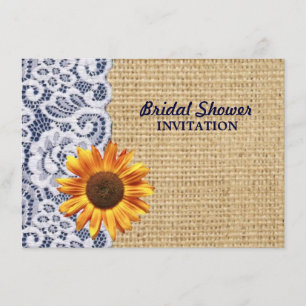 Invitation douche nuptiale de tournesol de pays de dentelle