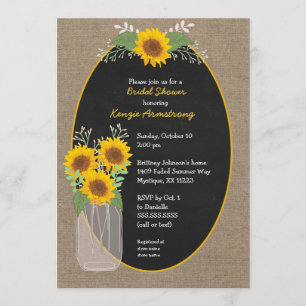 Invitation Douche nuptiale de tournesol rustique / baby showe