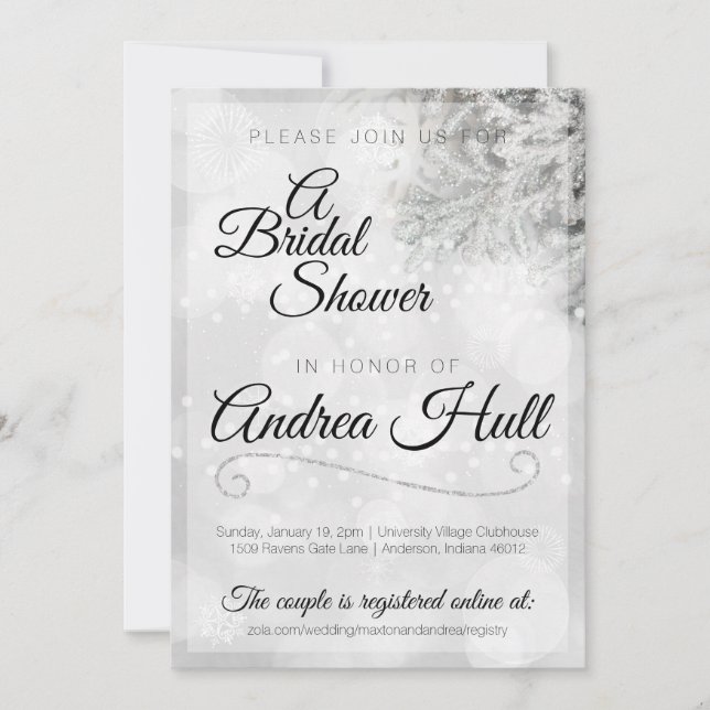 Invitation Douche nuptiale d'hiver (Devant)