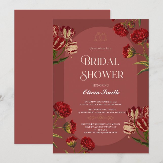 Invitation douche nuptiale élégante rose de duvet, fleur rose (Devant / Derrière)