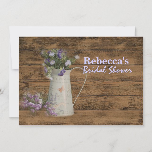 Invitation douche nuptiale en bois de grange vintage mariage (Devant)