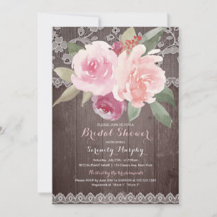 Invitation Douche nuptiale en dentelle florale rustique