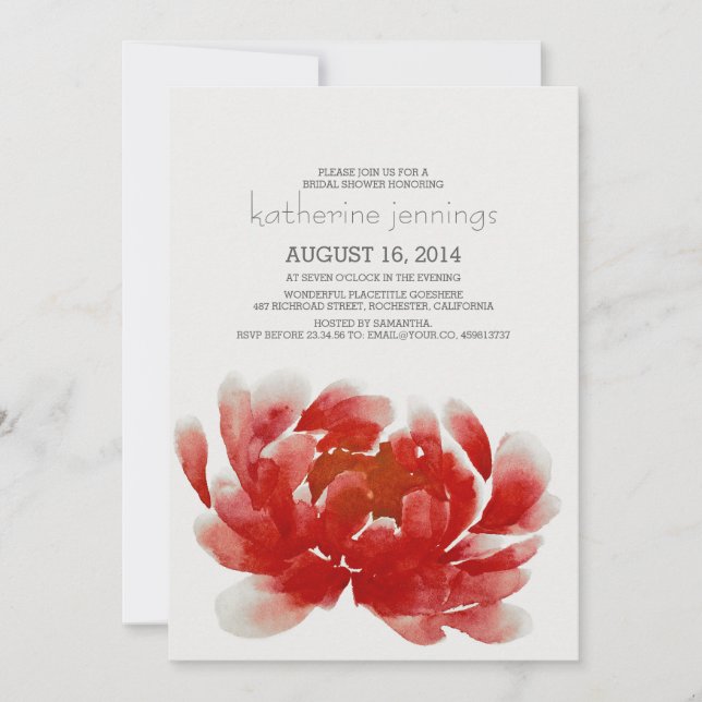 Invitation douche nuptiale fleurie d'aquarelle (Devant)