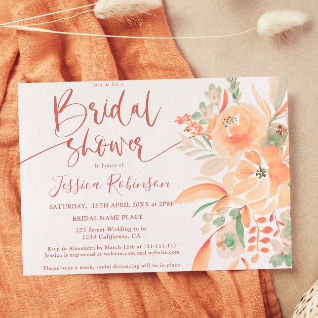 Invitation Douche nuptiale fleurie en terre cuite boho (Créateur téléchargé)