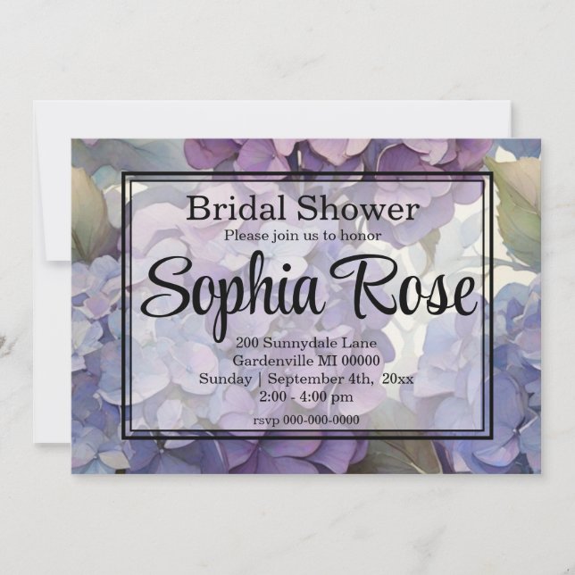 Invitation Douche nuptiale fleurie violette (Devant)