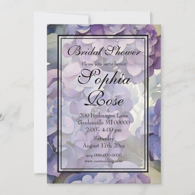 Invitation Douche nuptiale fleurie violette (Devant)