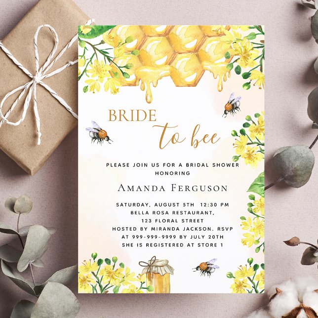 Invitation Douche nuptiale fleurons jaunes miel (Créateur téléchargé)