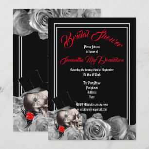 Invitation Douche nuptiale florale noire gothique, de roche