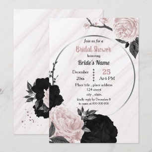 Invitation Douche nuptiale géométrique rose et noir