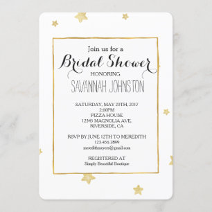 Invitation Douche nuptiale Gold Stars