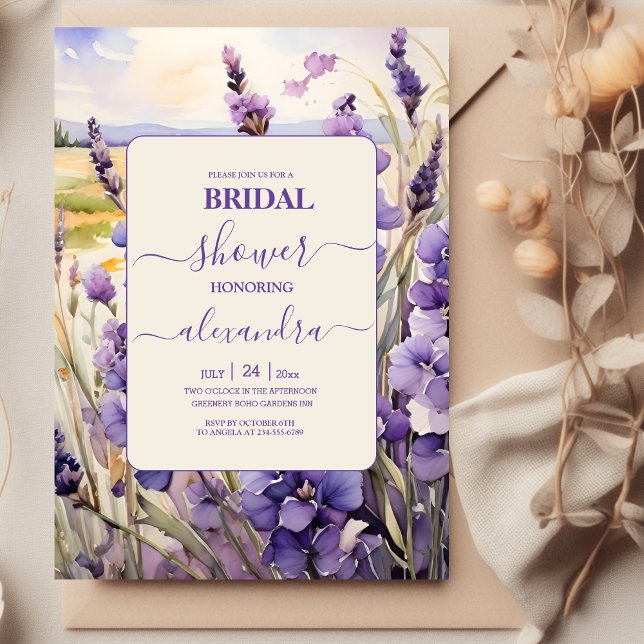 Invitation Douche nuptiale lavande florale unique (Créateur téléchargé)