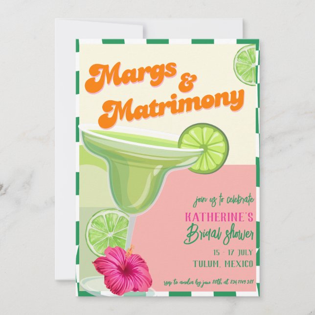 Invitation Douche nuptiale Margs & Mariage Lime (Devant)