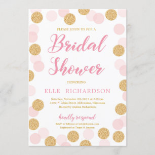 Invitation Douche nuptiale moderne à parties scintillant rose