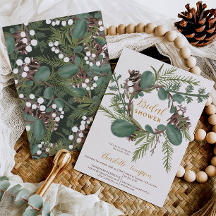 Invitation Douche nuptiale moderne vert courge vert hiver
