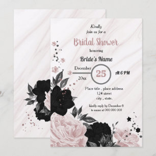 Invitation Douche nuptiale noire et rose douce