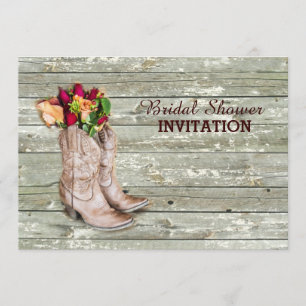 Invitation douche nuptiale occidentale en bois de bottes de