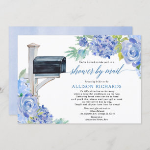 Invitation Douche nuptiale par courrier marine bleu blanc flo