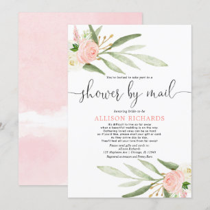 Invitation Douche nuptiale par courrier vert pâle verdure or