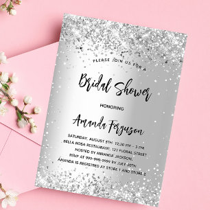 Invitation Douche nuptiale parties scintillant argent élégant