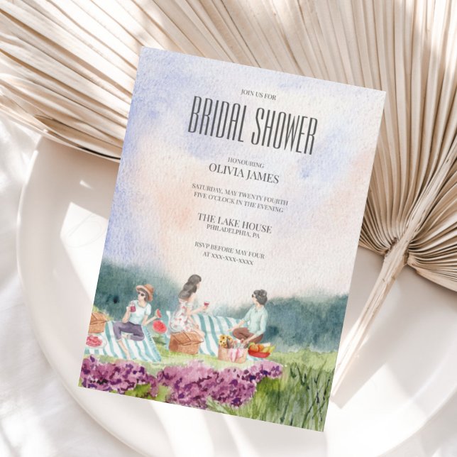 Invitation Douche nuptiale pique-nique rustique peinte à la m (Créateur téléchargé)