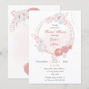 Invitation douche nuptiale rose & blanc à fleurs