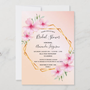 Invitation Douche nuptiale rose or rose roux geo