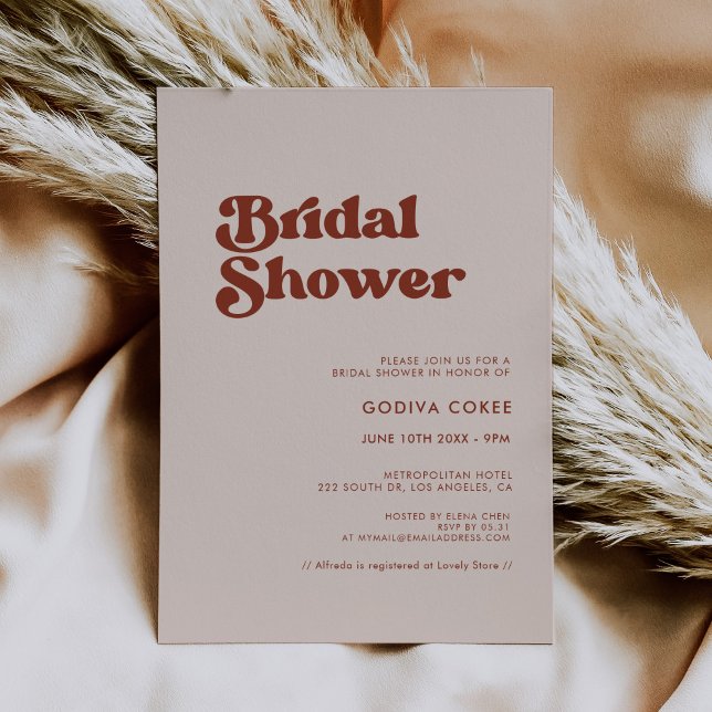 Invitation Douche nuptiale rose pêche rétro élégant (Créateur téléchargé)