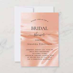 Invitation Douche nuptiale rose soie satinée or