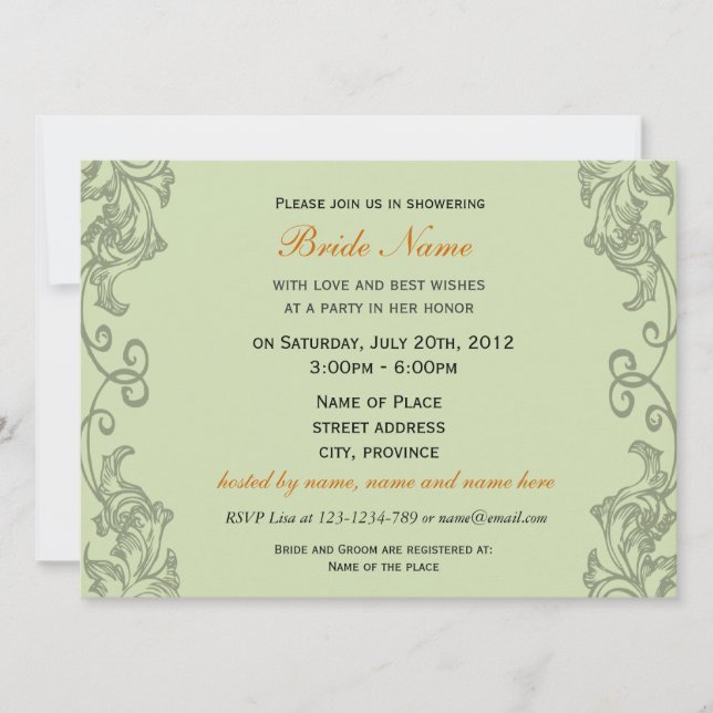 Invitation Douche nuptiale, Roses sauvages (Devant)