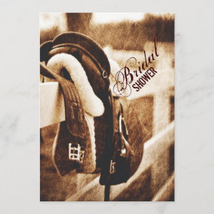 Invitation Douche-nuptiale rustique à cheval de cowboy occide