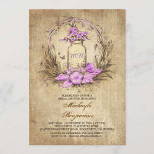 Invitation Douche nuptiale rustique florale vintage de pot de