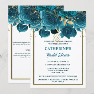 Invitation Douche nuptiale turquoise couleur or blanc rose