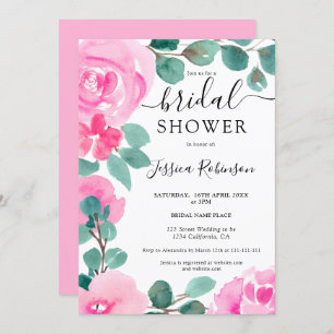 Invitation Douche nuptiale vert rose gras