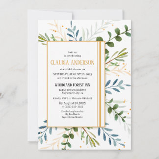 Invitation Douche nuptiale verte Eucalyptus feuillage