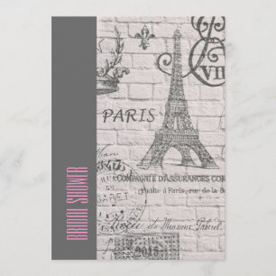 Invitation douche nuptiale vintage de Tour Eiffel floral de