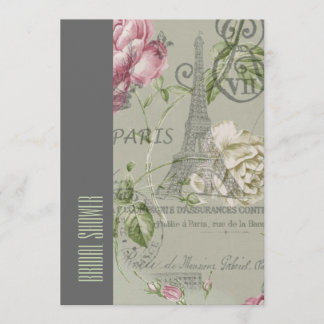 Invitation douche nuptiale vintage de Tour Eiffel floral de