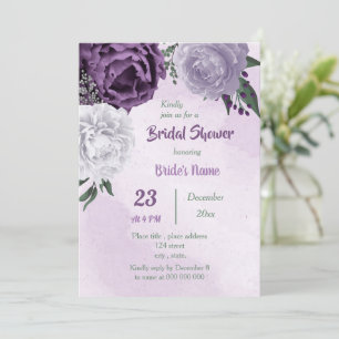 Invitation douche nuptiale violette & blanc fleurie