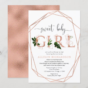 Invitation Douche par courrier douce petite fille rose verdur