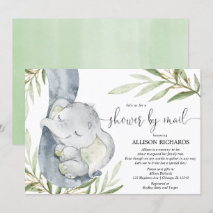 Invitation Douche par courrier, éléphant, baby shower sans di