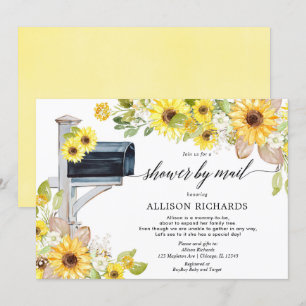 Invitation Douche par courrier jaune tournesol baby shower ve