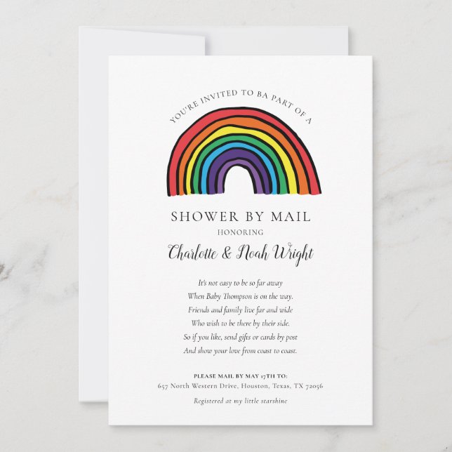 Invitation Douche Par Courrier Longue Distance Parachute (Devant)