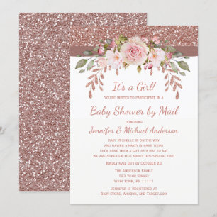 Invitation Douche par courrier Rose Rose Rose Gold Parties sc