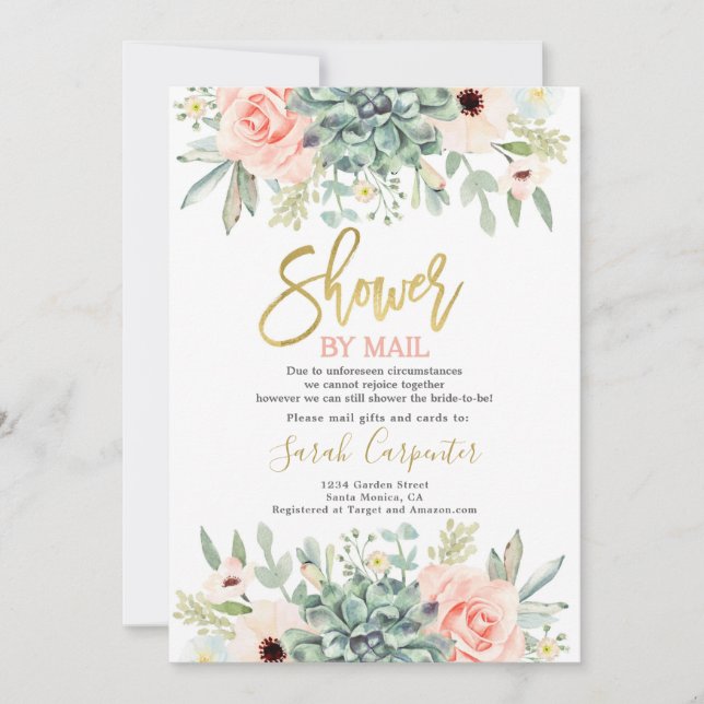 Invitation Douche par Fête des mariées Succulents de courrier (Devant)