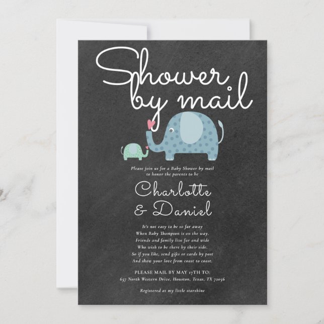 Invitation Douche par la poste Sprinkle de longue distance (Devant)