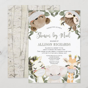 Invitation Douche par Mail animaux mignons avec baby shower d
