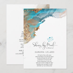 Invitation Douche par Mail Marbled Alcohol Encre Turquoise et